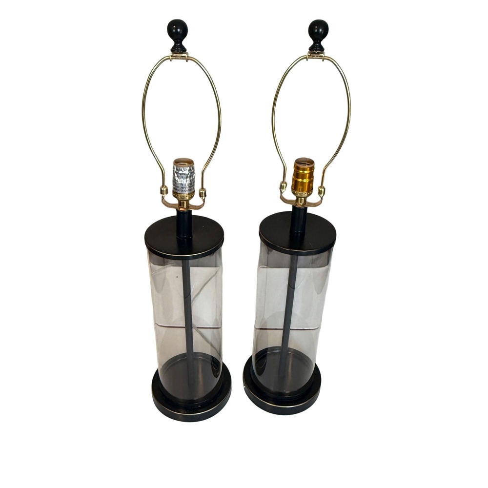 Lauren Ralph Lauren Payton Glass Tube Lamps Quiet Luxury Regency Pair